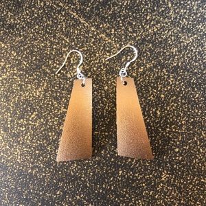 Geometric Bronze Leather Earrings